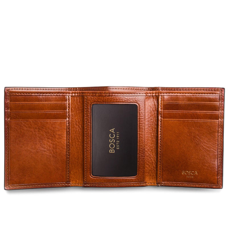 Bosca | Menâ€™s Double I.D. Trifold Wallet w/RFID Blocking in Italian Old Leather - Image 4